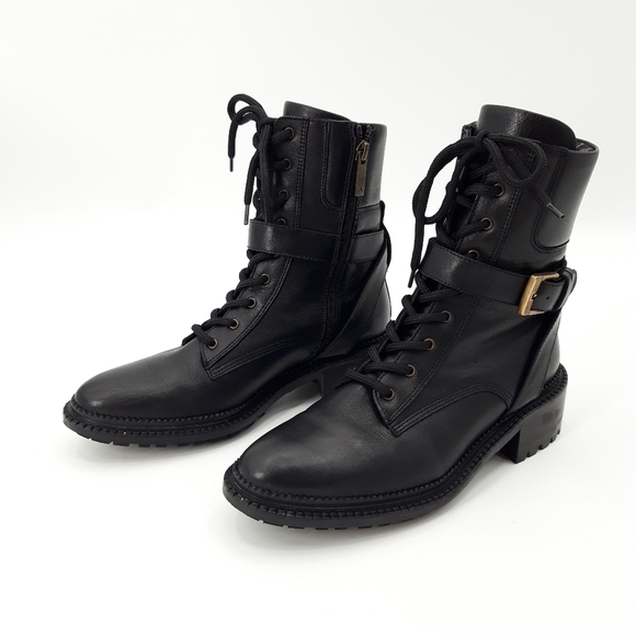 AQUATALIA | Octavia Weatherproof Calfskin Buckle Combat Boot in Black - Picture 11 of 11